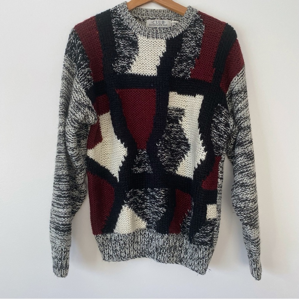 Vintage 90s Club International Color Block Grandpa Sweater